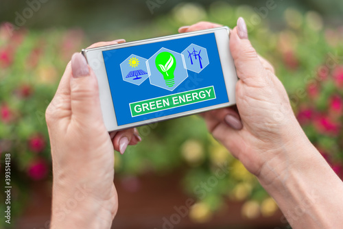 Green energy concept on a smartphone