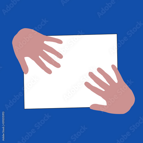 Blank Sign White on Blue With Hands