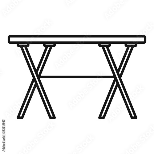 Folding long table icon. Outline folding long table vector icon for web design isolated on white background