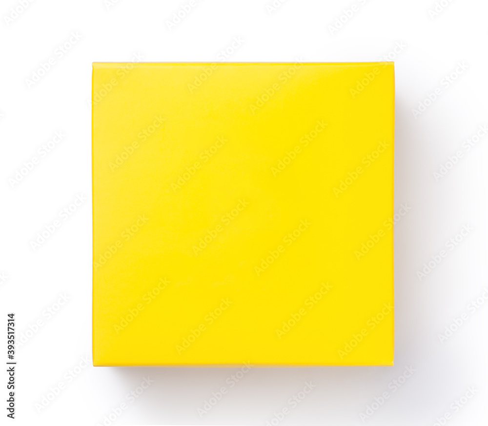 Yellow paper box isolated on white background. Top view. Yellow paper box isolated on white background. Top view.