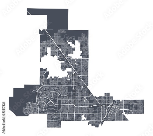 Las Vegas map. Detailed map of Las Vegas city poster with streets. Cityscape vector.