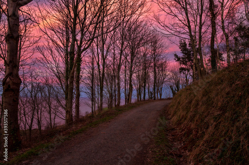 Sunset in Flysch lookout near to Zumaia in Basque Country in Spain