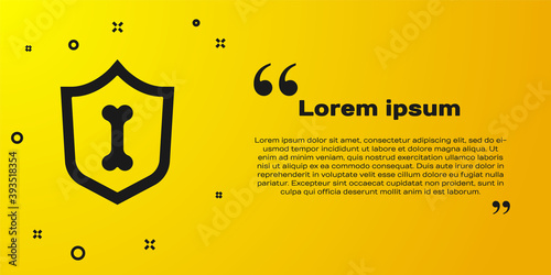 Black Animal health insurance icon isolated on yellow background. Pet protection concept. Vector.