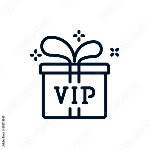 Gift box, vip outline icons. Vector illustration. Editable stroke. Isolated icon suitable for web, infographics, interface and apps.