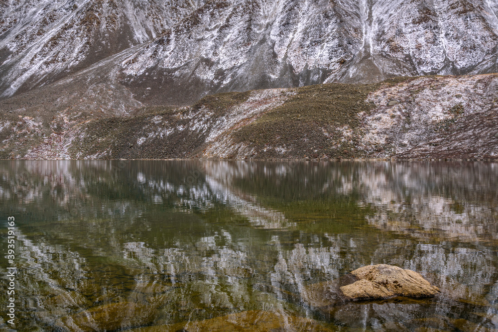 mountains lake reflection snow autumn stone mountains lake reflection snow autumn stone