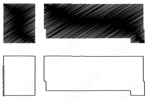 Pennington and Pipestone County, Minnesota (U.S. county, United States of America, USA, U.S., US) map vector illustration, scribble sketch map photo