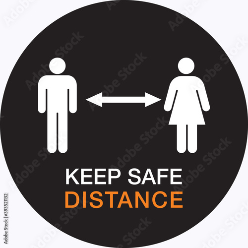 Keep distance stop Covid-19 signage icon