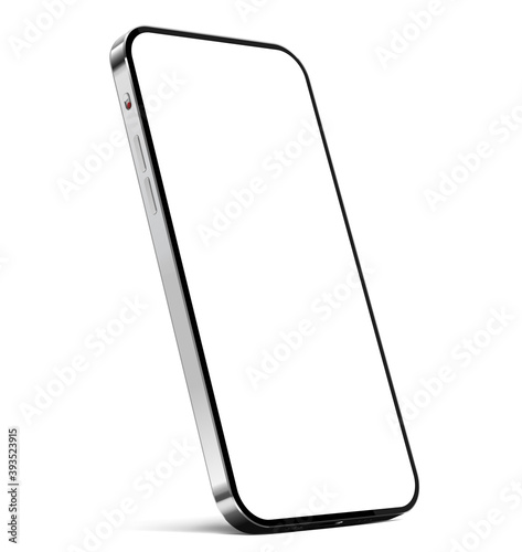 Smartphone blank screen with frameless design standing on the edge with shadow - vector eps 10 format with easy way to replace background