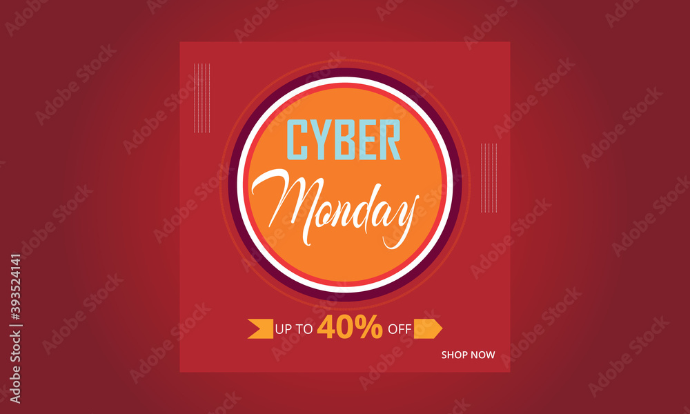 Fototapeta premium Cyber Monday poster template set. Discount Offer Design.
