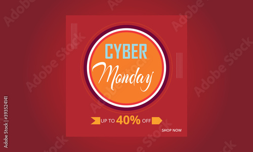 Cyber Monday poster template set. Discount Offer Design.