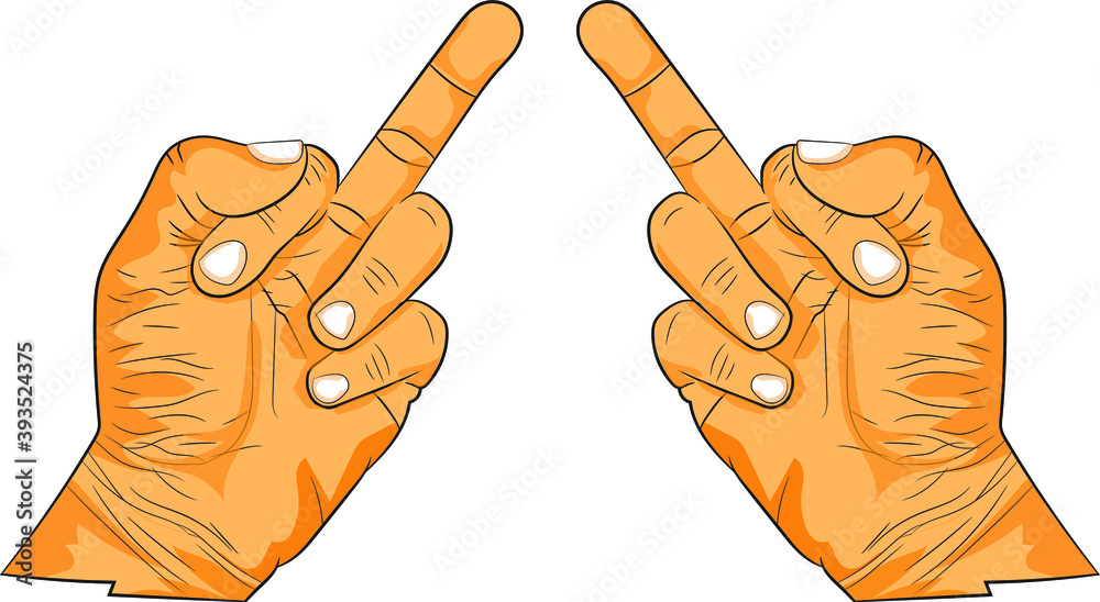 Middle Finger Up Hand Gesture Flipping Off. Vector Illustrator. vector