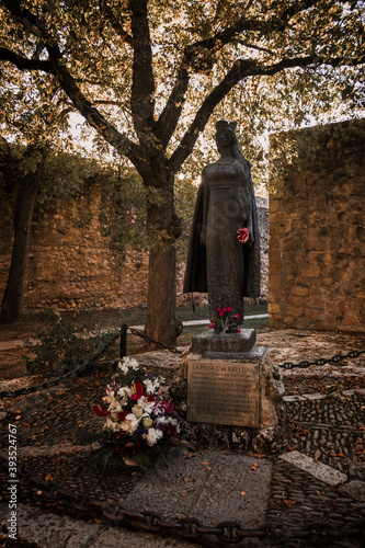 Statue of Kristina in the village of Covarrubias in Burgos, Spain photo