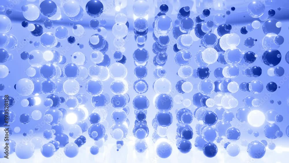 Abstract 4k background of spheres in shades of blue. Balls like leds hang in air and light up and go out. Bright stylish background Abstract 4k background of spheres in shades of blue. Balls like leds hang in air and light up and go out. Bright stylish background
