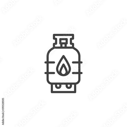 Propane gas cylinder line icon. linear style sign for mobile concept and web design. Flammable gas tank outline vector icon. Symbol, logo illustration. Vector graphics