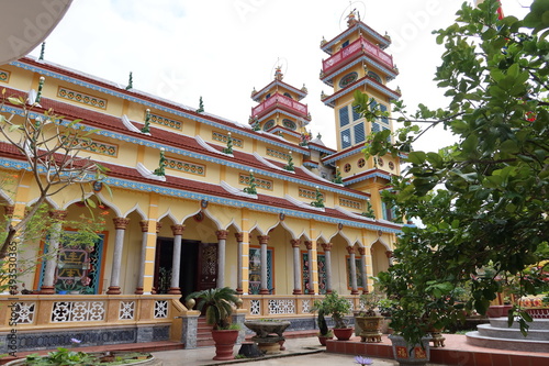 Hoi An, Vietnam, November 19, 2020: Side facade of the Cao Dai temple in Hoi An