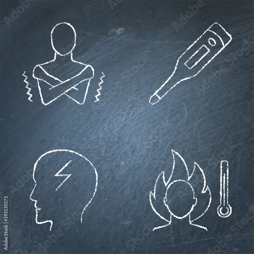 Chalkboard high temperature icon set in line style