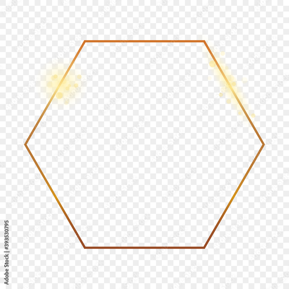 Gold glowing hexagon frame Gold glowing hexagon frame