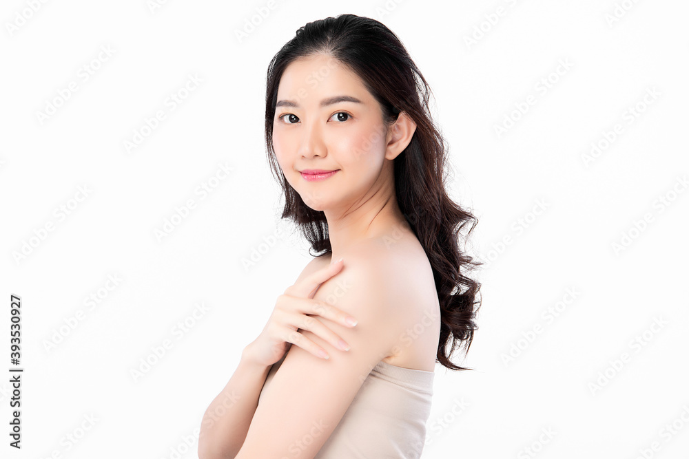 Beautiful young asian woman with clean fresh skin on white background, Face care, Facial treatment, Cosmetology, beauty and spa, Asian women portrait Beautiful young asian woman with clean fresh skin on white background, Face care, Facial treatment, Cosmetology, beauty and spa, Asian women portrait