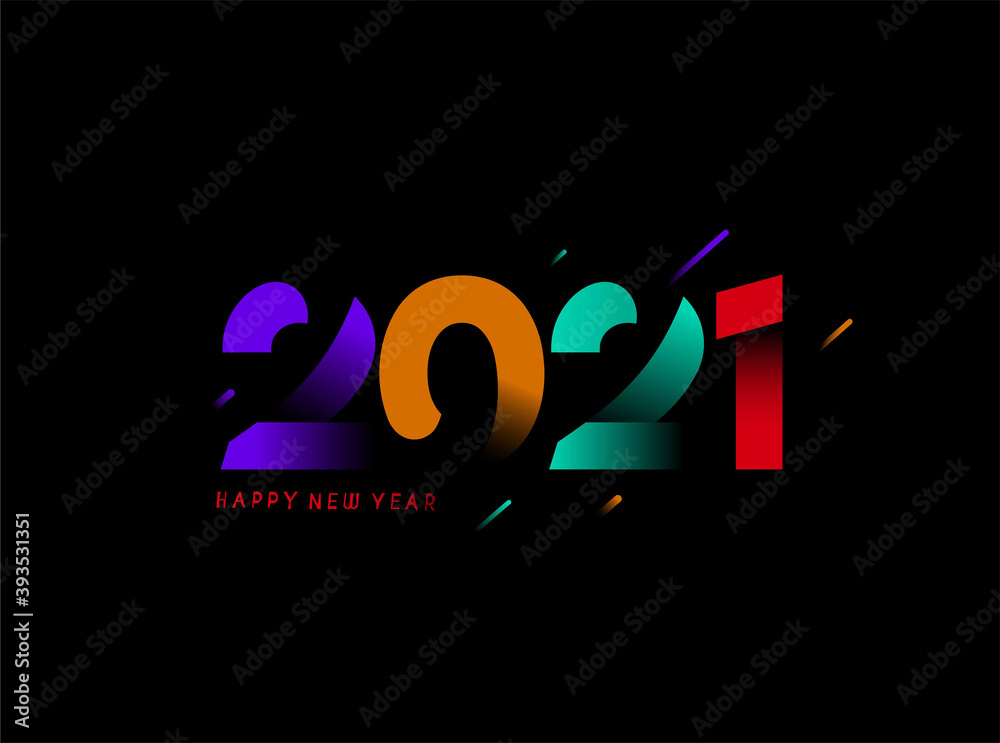 Abstract Happy New Year 2021 Text Typography Design Patter, Vector illustration.