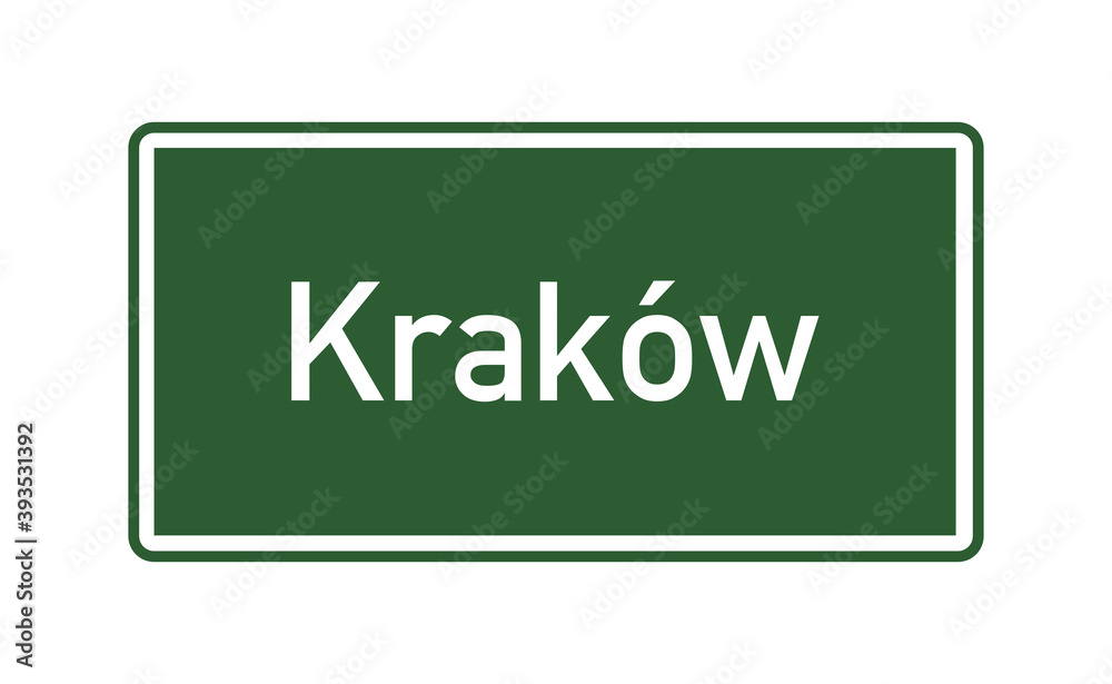 Krakow city limits road sign in Poland Krakow city limits road sign in Poland