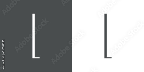 Logotipo inicial letra L simple en linea delgada en fondo gris y fondo blanco