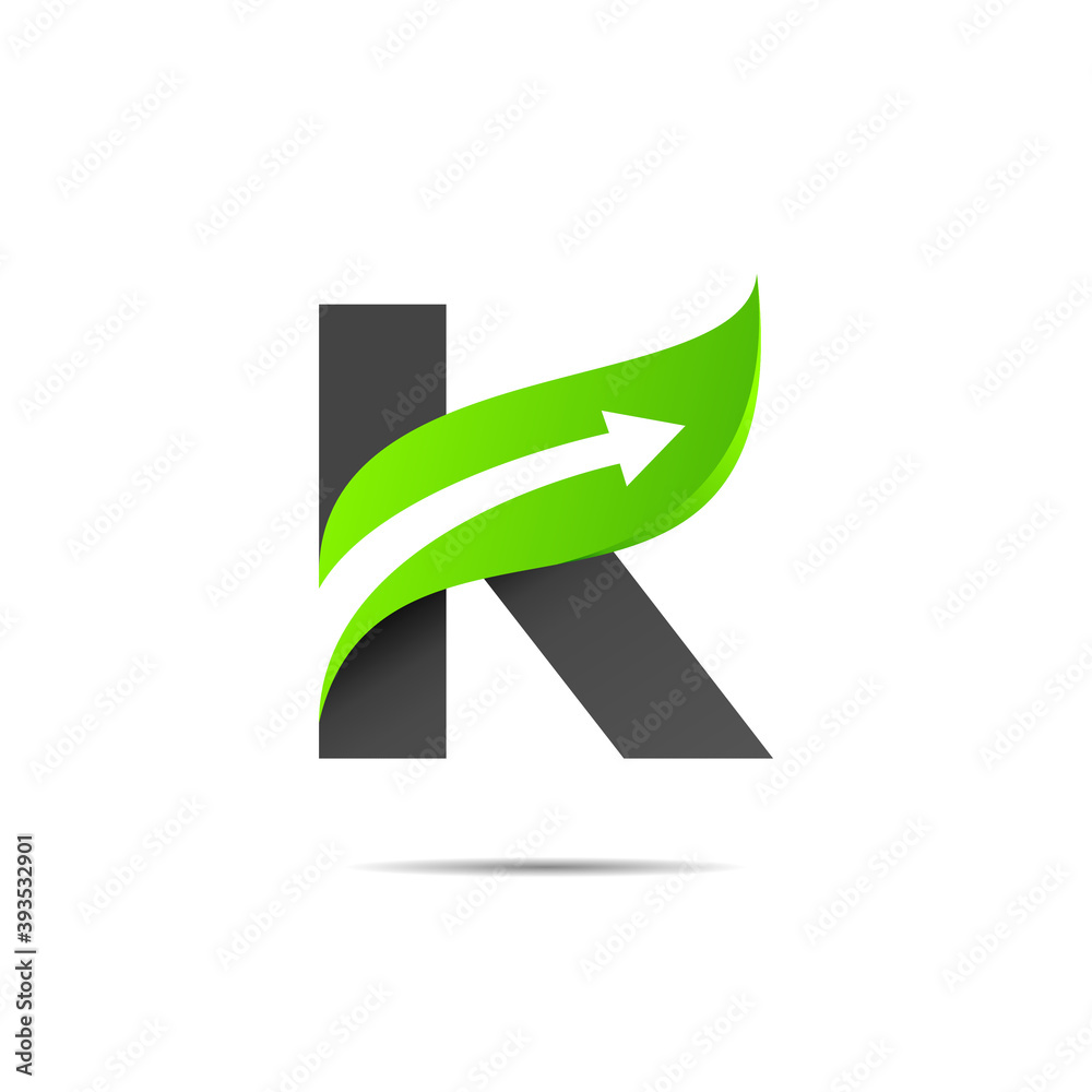 leaf logo with letter k concept, eco logo letter k Stock Vector | Adobe ...