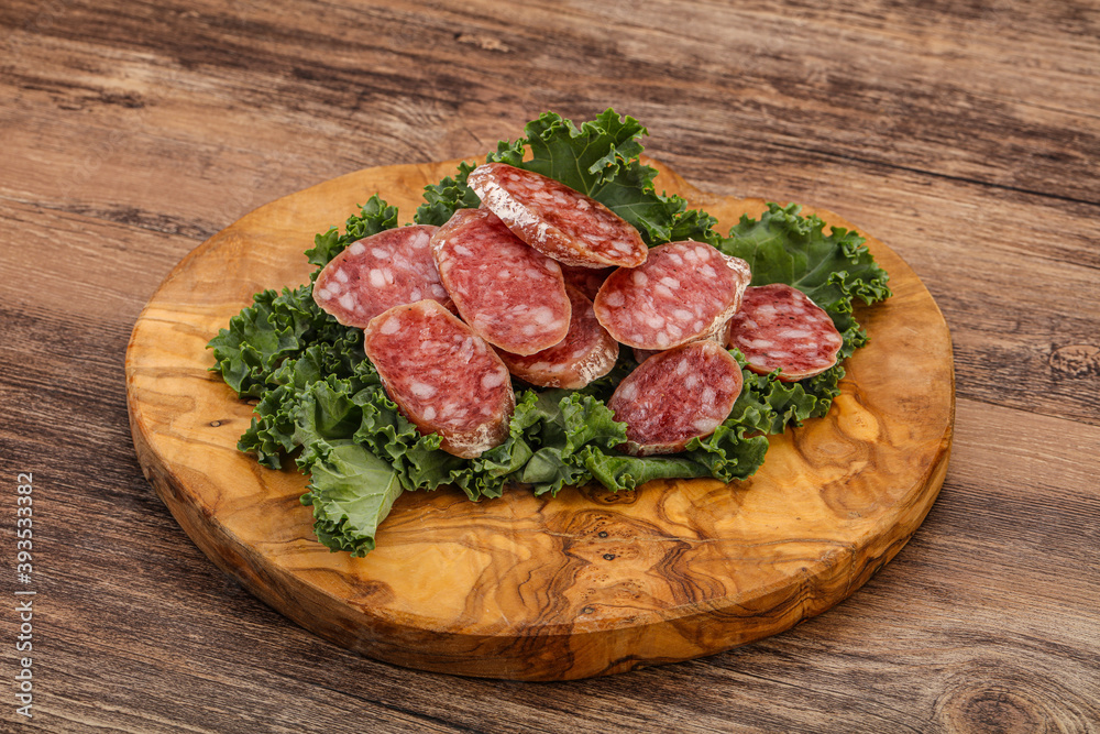 Iberian pork Fuet sausage slices Iberian pork Fuet sausage slices
