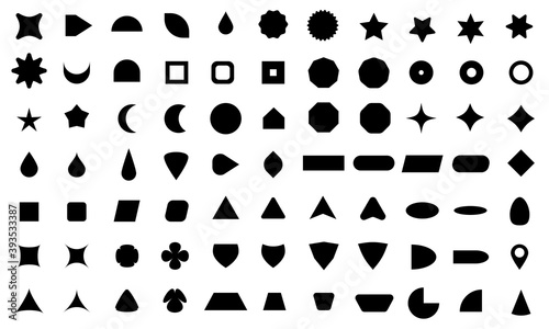Vector basic shape collection for your design. Polygonal elements with sharp and rounded edges