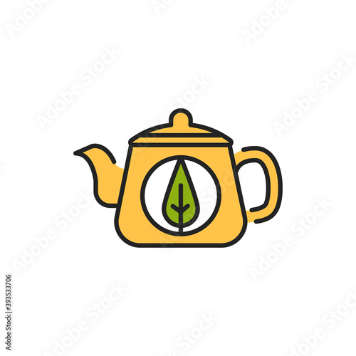 Teapot matcha tea color line icon. Pictogram for web page, mobile app, promo.