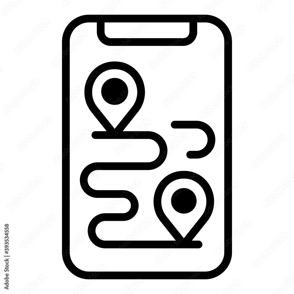 Running smartphone route icon. Outline running smartphone route vector icon for web design isolated on white background Running smartphone route icon. Outline running smartphone route vector icon for web design isolated on white background