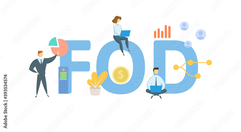 FOD, Free of damage. Concept with keywords, people and icons. Flat vector illustration. Isolated on white background. FOD, Free of damage. Concept with keywords, people and icons. Flat vector illustration. Isolated on white background.