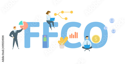 FFCO, Free fire coin club. Concept with keywords, people and icons. Flat vector illustration. Isolated on white background.