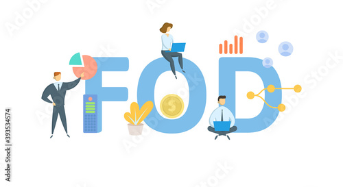 FOD, Free of damage. Concept with keywords, people and icons. Flat vector illustration. Isolated on white background.
