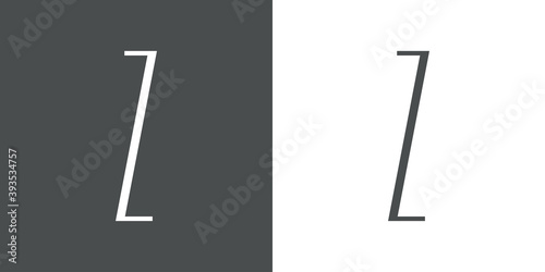 Logotipo inicial letra Z simple en linea delgada en fondo gris y fondo blanco