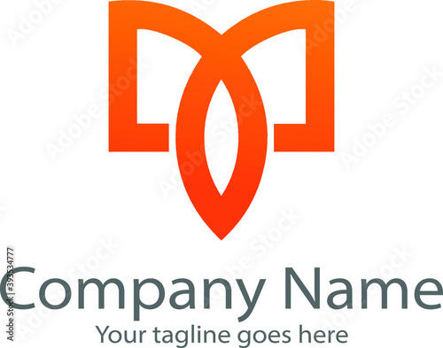 M initial line business company logo vector image