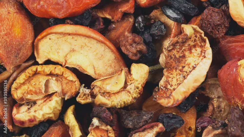 Background and texture of rotation of dry mix fruits. View from above. Background and texture of rotation of dry mix fruits. View from above.