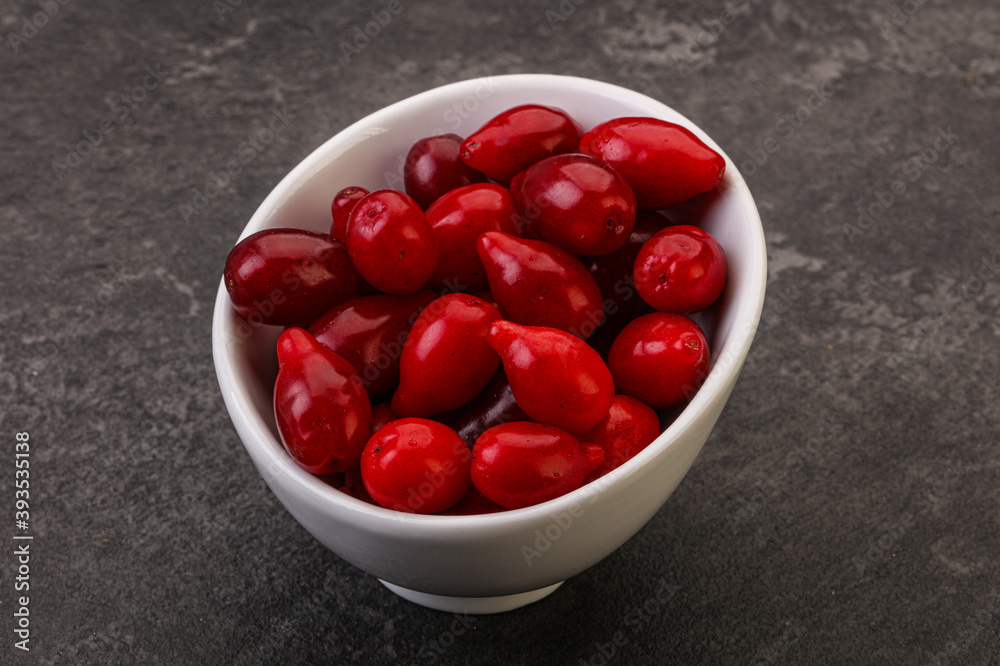 Sweet and ripe cornel berries