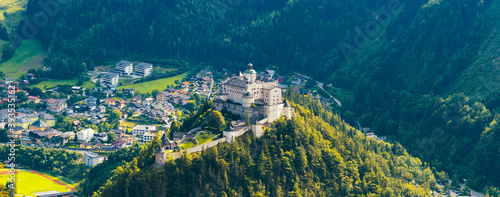 Hohenwerfen Castle  a medieval rock castle,  Aerial View,  Salzach valley, Salzburg, Austria