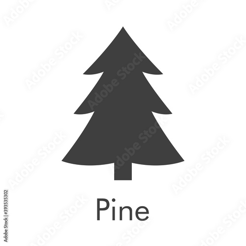 Árbol de navidad. Símbolo abeto. Logotipo con silueta de árbol con ramas en color gris