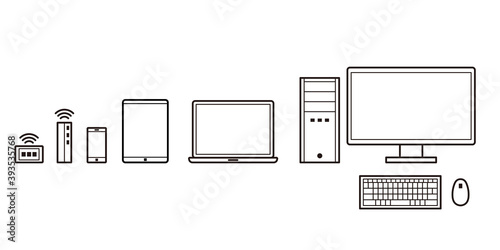 素材：パソコン・スマホ・タブレットセット（ルーター付き)