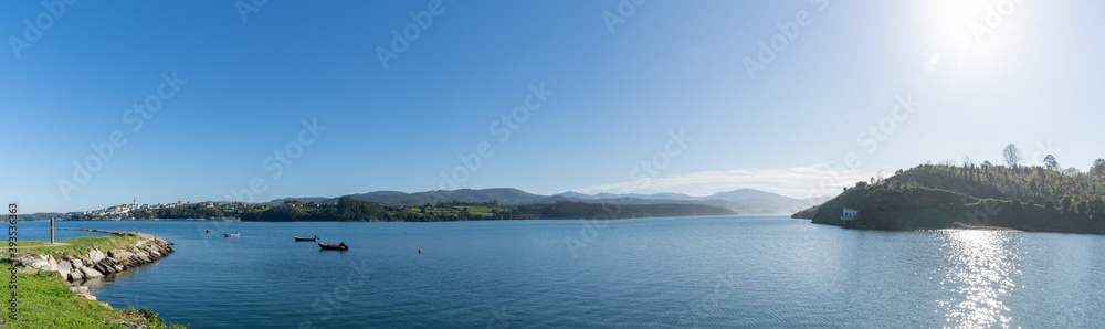 panorama view of the Riabedeo River and mountains of Asturias