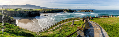 view of the coast and beaches near Playa de Catedrales in Galicia photo