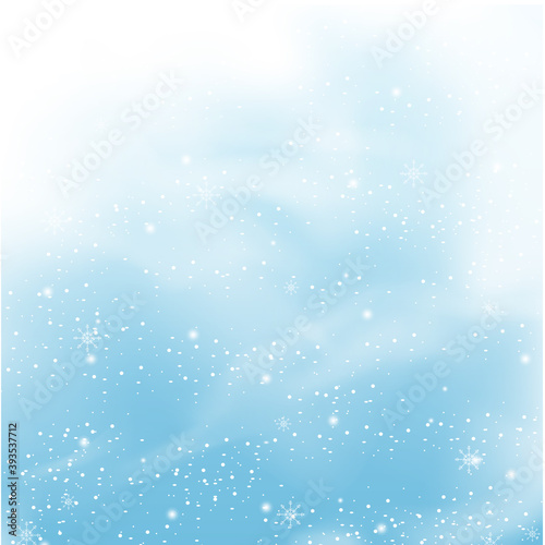 Falling snow isolated on blue background. For greeting card merry christmas, poster, placard and wallpaper. Falling snow background. Christmas  vector background © Marinko