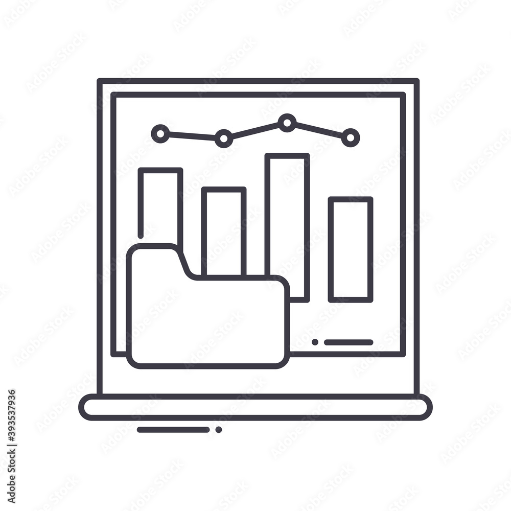Data analytics icon, linear isolated illustration, thin line vector, web design sign, outline concept symbol with editable stroke on white background. Data analytics icon, linear isolated illustration, thin line vector, web design sign, outline concept symbol with editable stroke on white background.