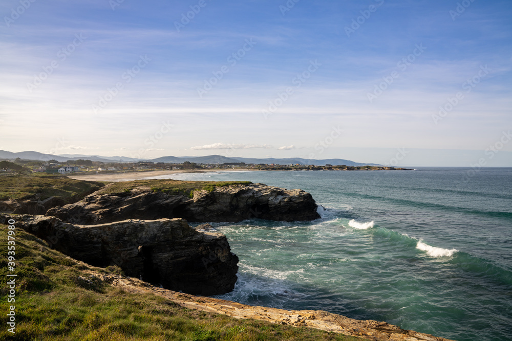 view of the coast and beaches near Playa de Catedrales in Galicia view of the coast and beaches near Playa de Catedrales in Galicia