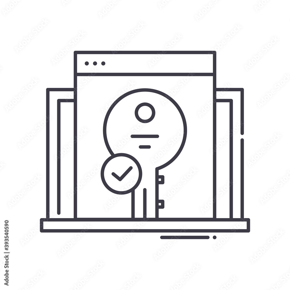 Data access icon, linear isolated illustration, thin line vector, web design sign, outline concept symbol with editable stroke on white background. Data access icon, linear isolated illustration, thin line vector, web design sign, outline concept symbol with editable stroke on white background.