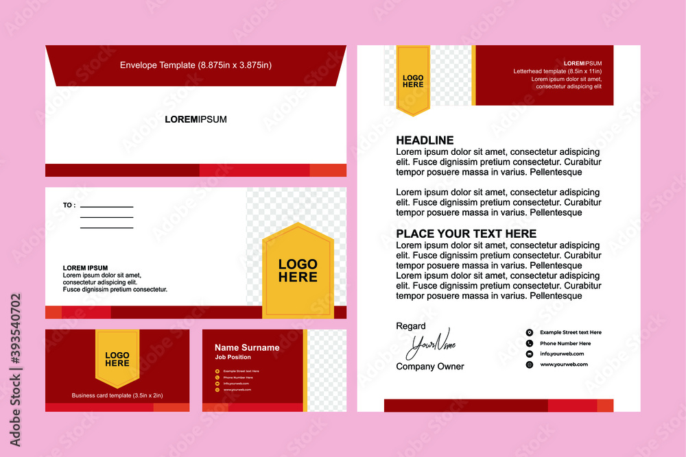 Set of Modern Business Stationery Template Design Vector Eps 10 Letterhead , Business Cards, Envelope Design 