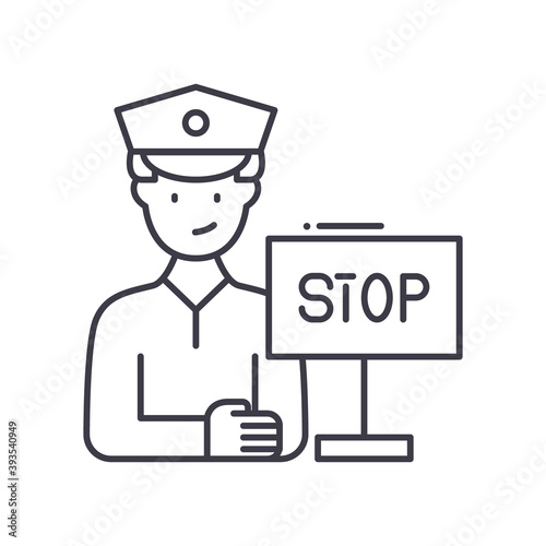 Crossing guards icon, linear isolated illustration, thin line vector, web design sign, outline concept symbol with editable stroke on white background.