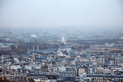 View of Paris panorama from Eiffel tower.