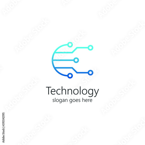 Abstract creative technology logo, design concept, emblem, icon, flat logotype element for template. Vector circuit board tech icon.